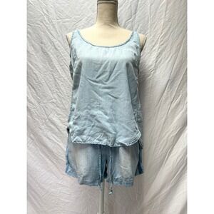 Cloth & Stone Chambray Tank Top & Drawstring Shorts Set Light Wash small medium